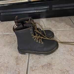 Black Lace-Up Boots with Yellow Laces